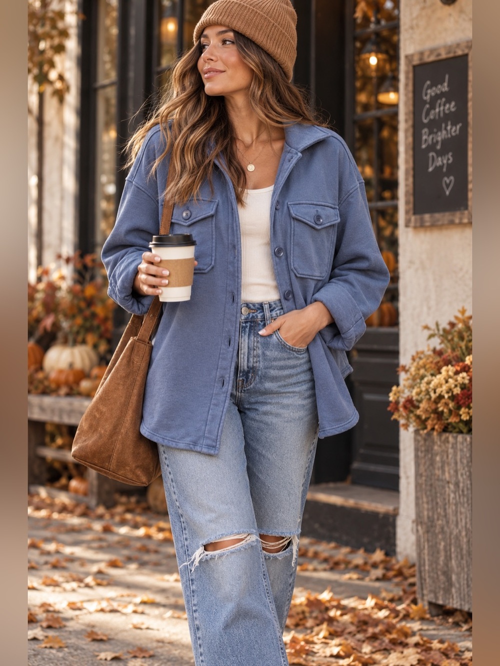 Anthropologie Avec Les Filles Long Sleeve Shirt Jacket Shacket Blue Small